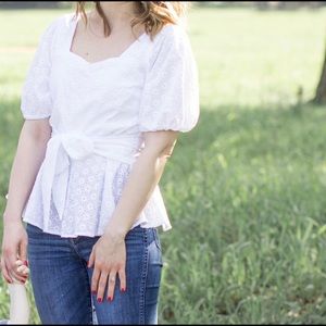 Size S Sugar Lips white eyelet tie top